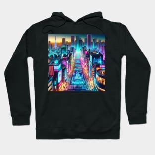 Neon Pulse: The Digital Plaza part two Hoodie